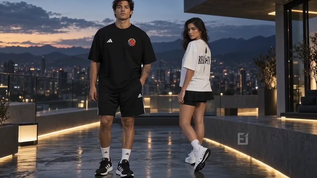 Moda urbana en una terraza al atardecer